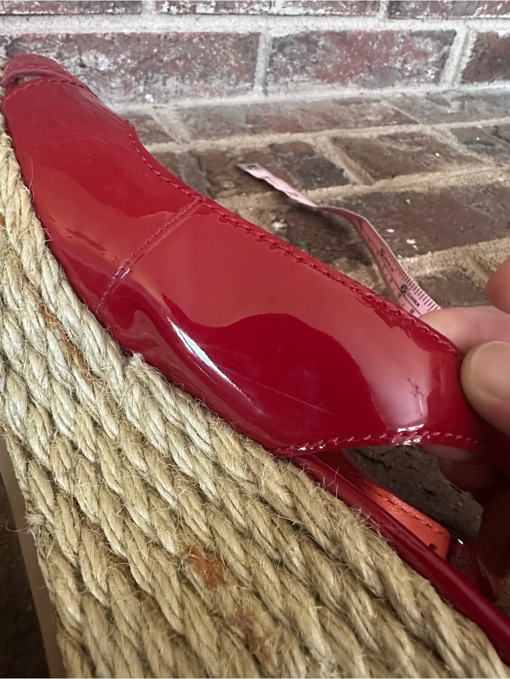 VIA SPIGA Red Patent Leather Espadrille Platform Wedge Sandals | 8.5